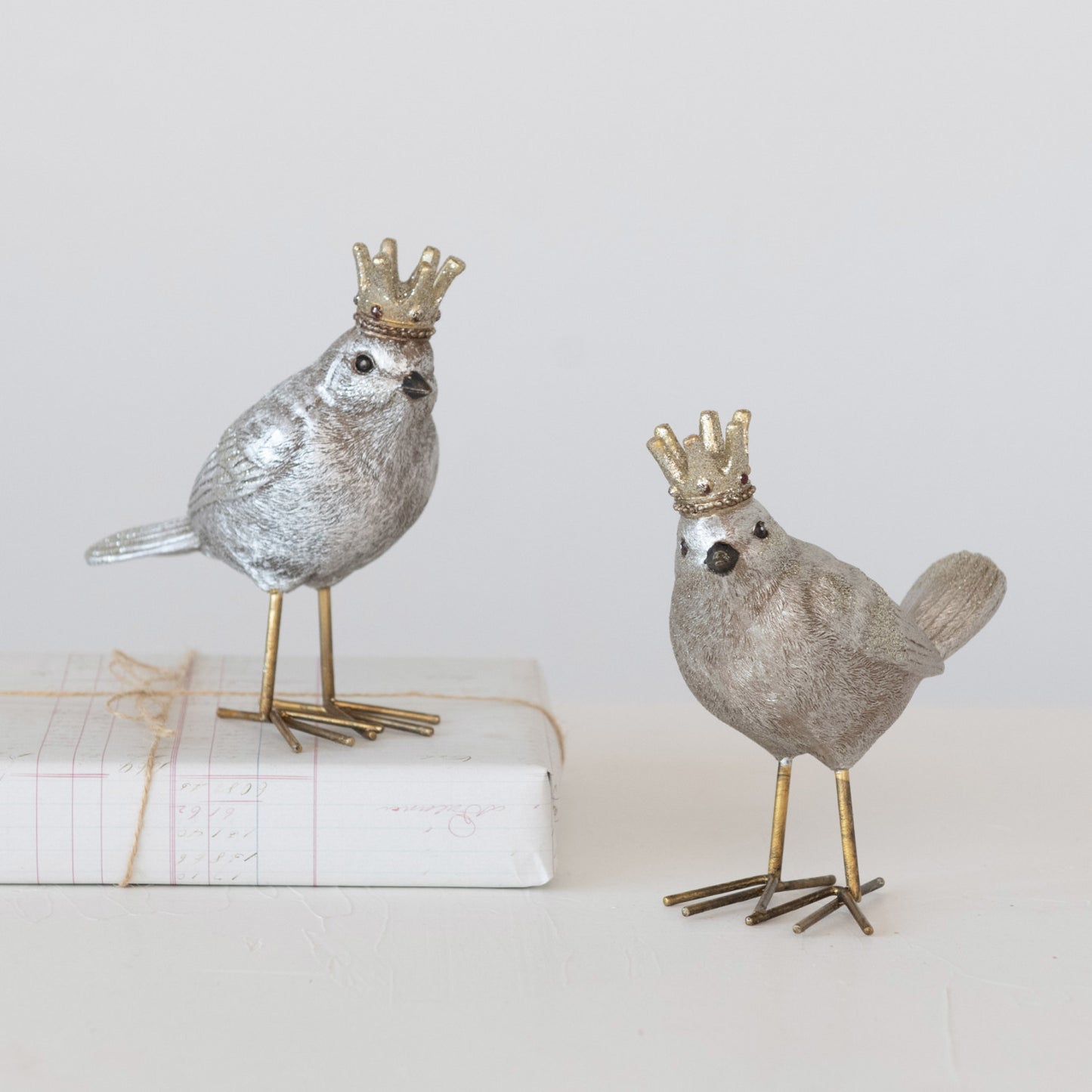Resin Bird with Crown Figurine