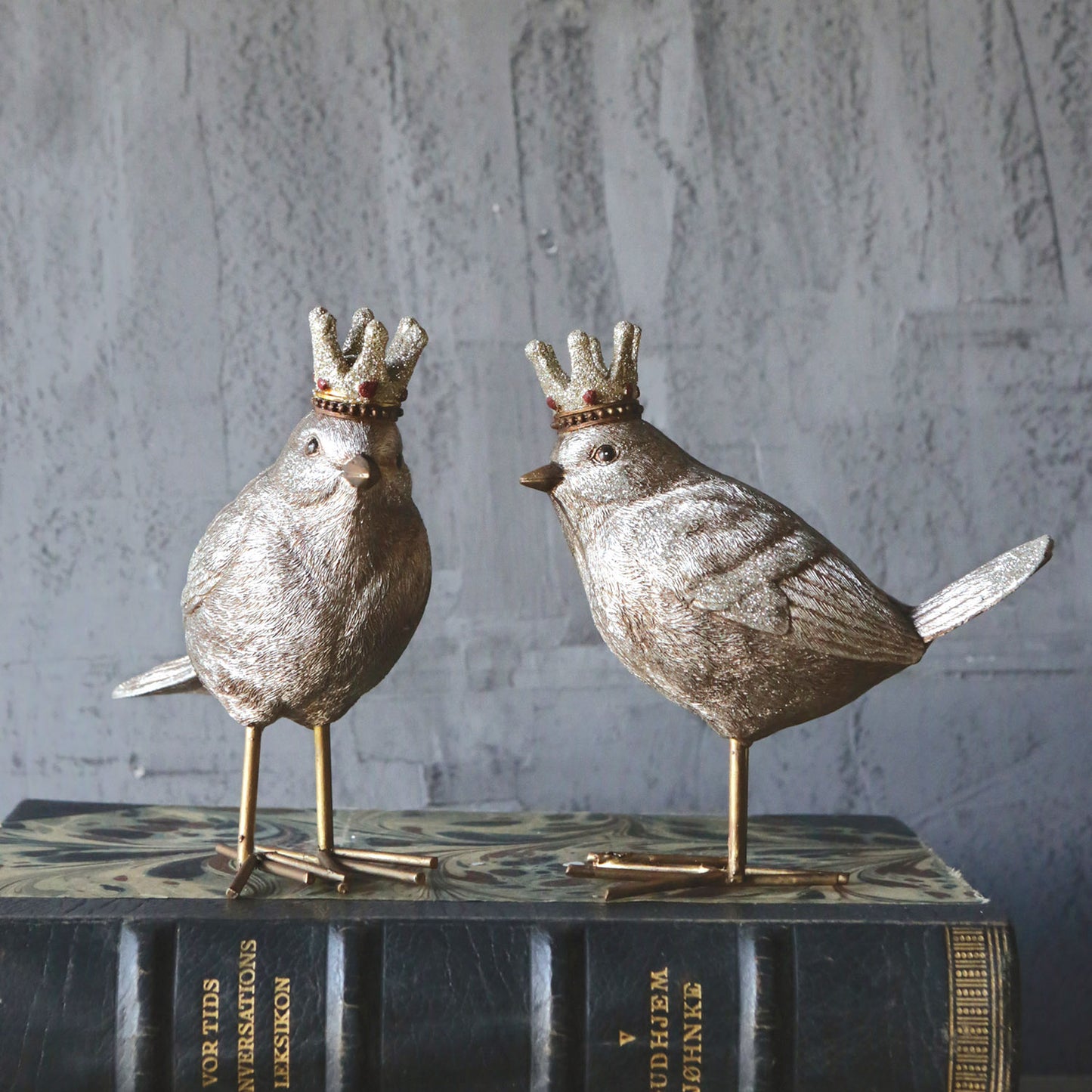 Resin Bird with Crown Figurine