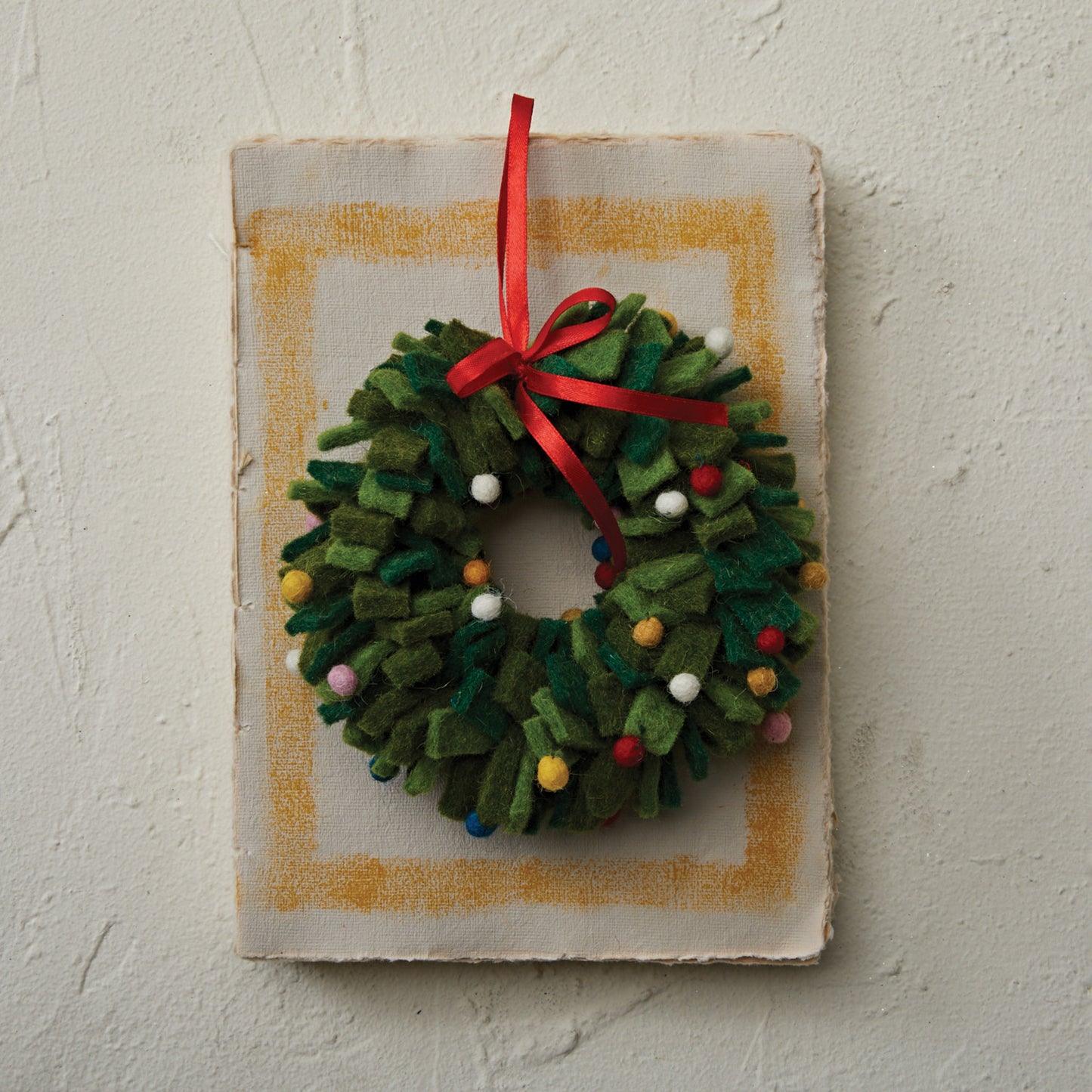 7" Wool Felt Wreath with Pom Poms