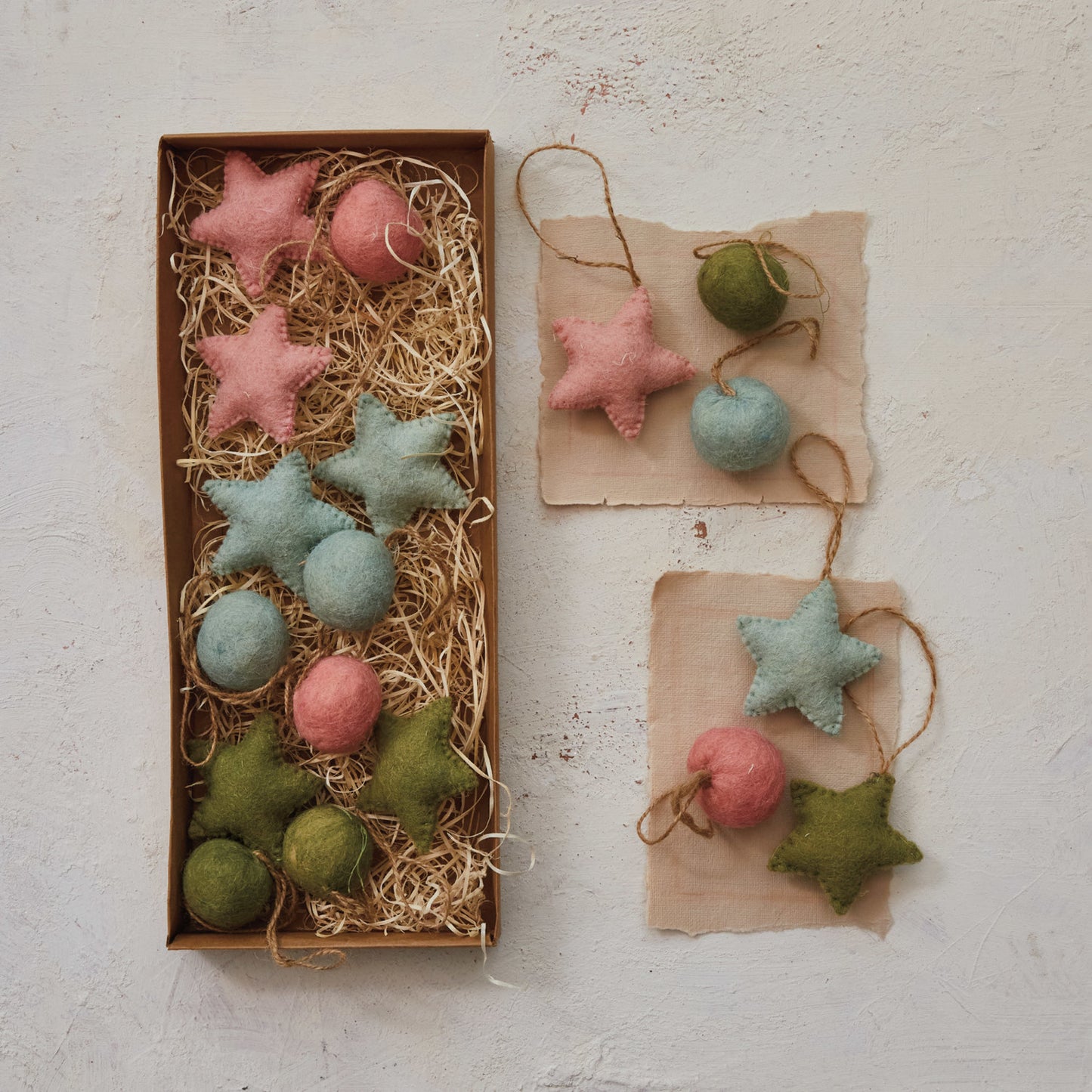 Set of Wool Felted Ornaments