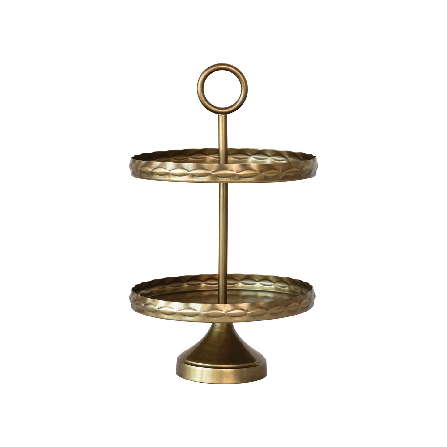 Metal 2-Tier Tray with Embossed Edge