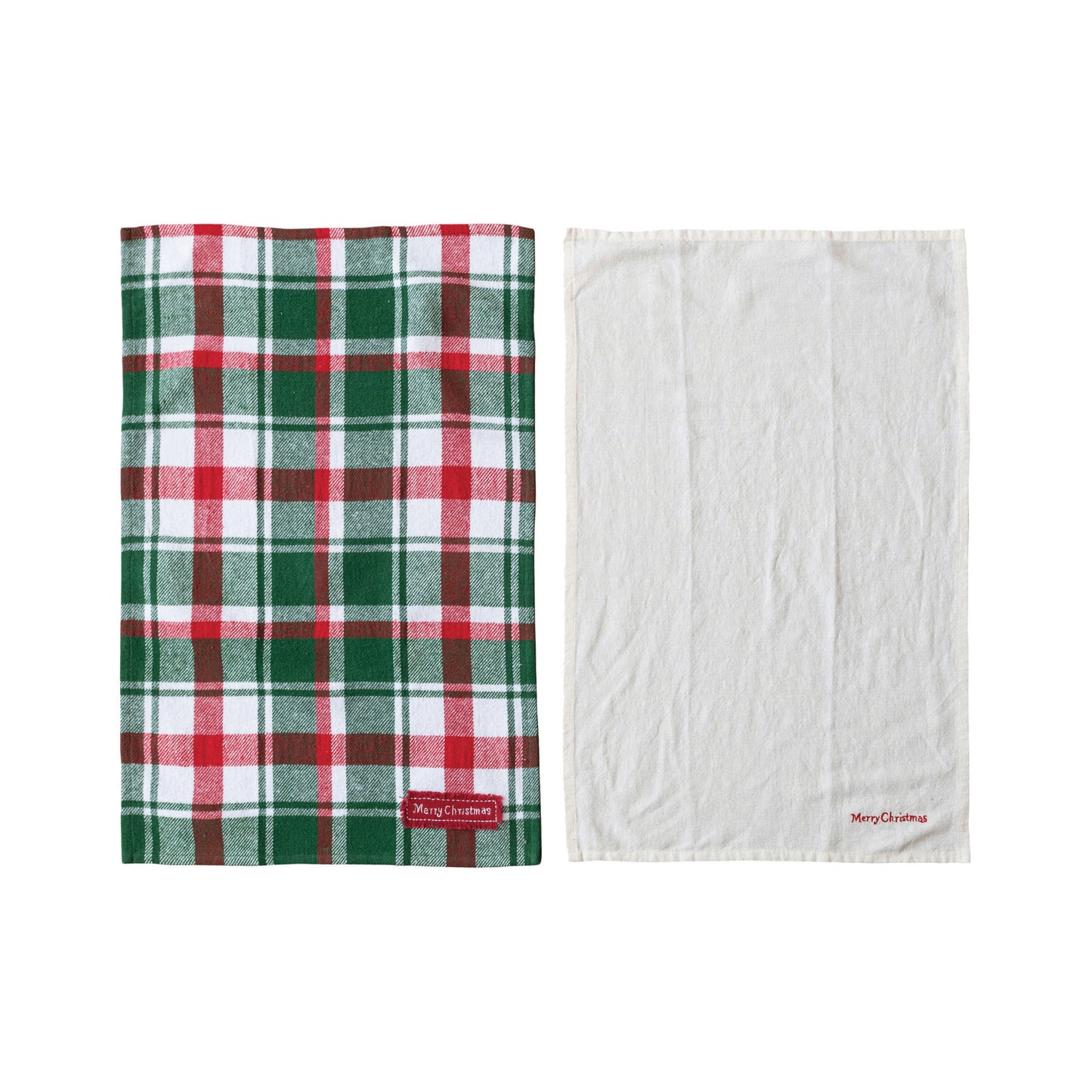 Brushed Flannel & Linen Tea Towels, set of 2