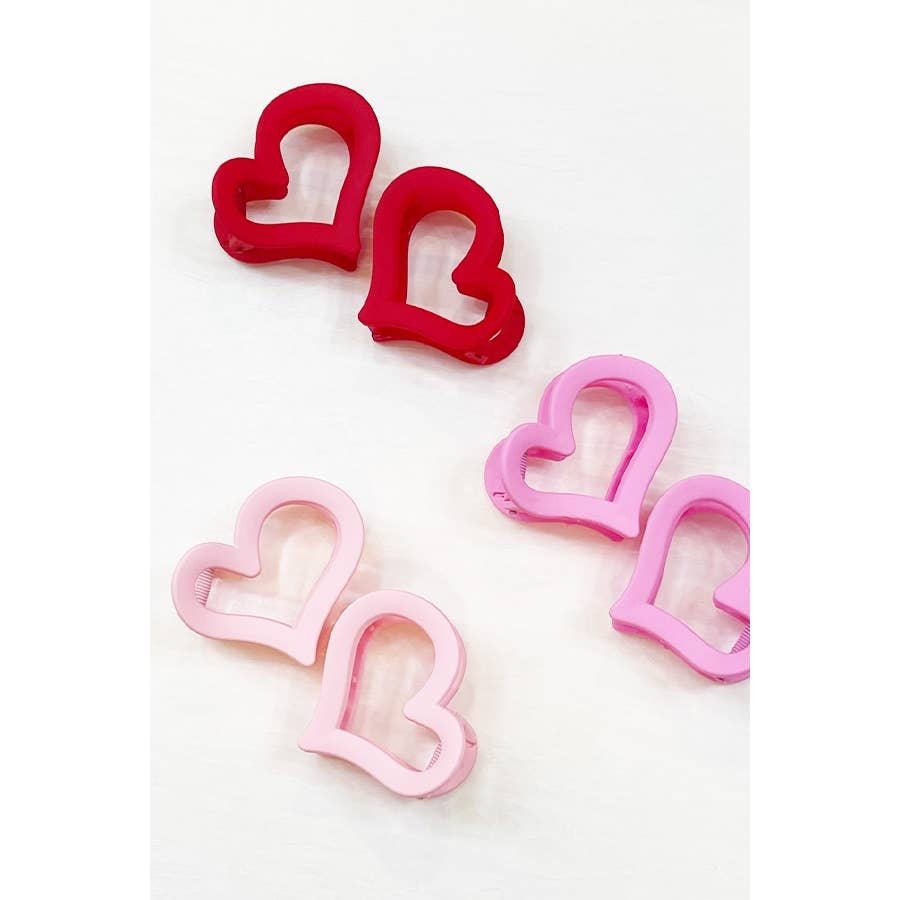 2 pcs Heart Matte Heart Hair Claw Clip