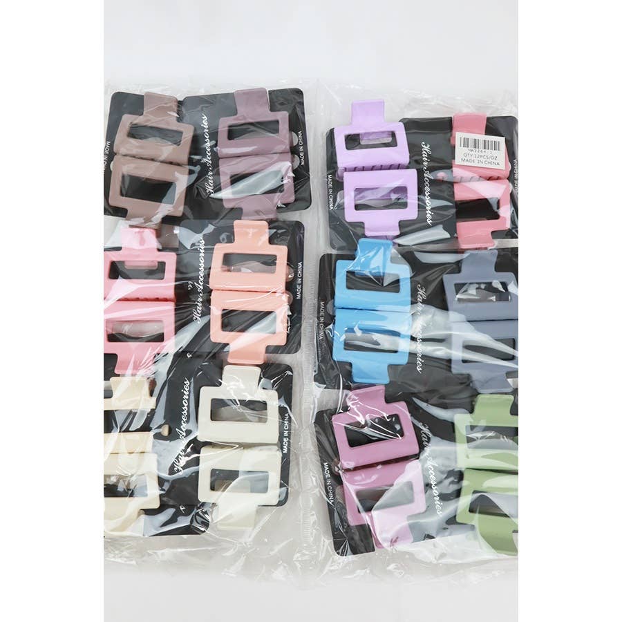 24-Pcs Matte Color Rectangle Medium Hair Clip