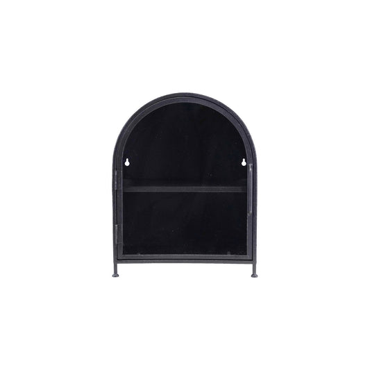 Textured Metal Wall Cabinet with Shelf & Glass Door (Hangs or Sits)