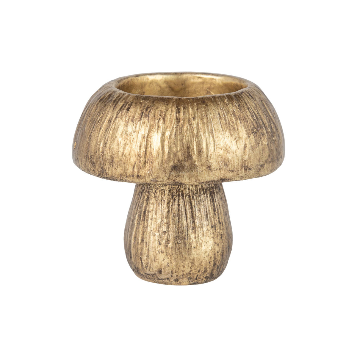 A01014:Bronze painted resin mroom tealight holder, 2.75in