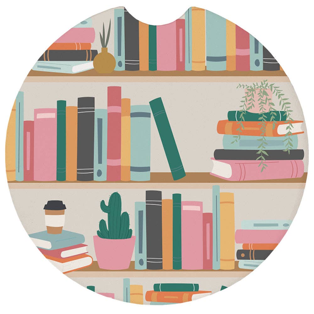 Colorful Book Shelves - Car Coasters