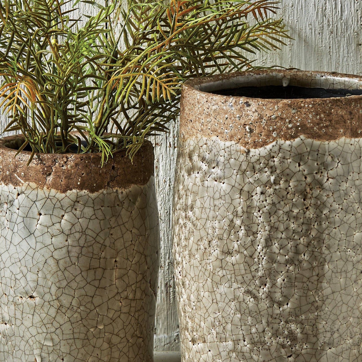 Crackle Glaze Rustic Vase- 8 Inch - Gray