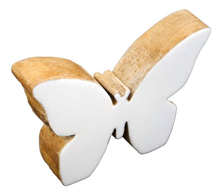 Wood Butterfly with White Enamel Finish