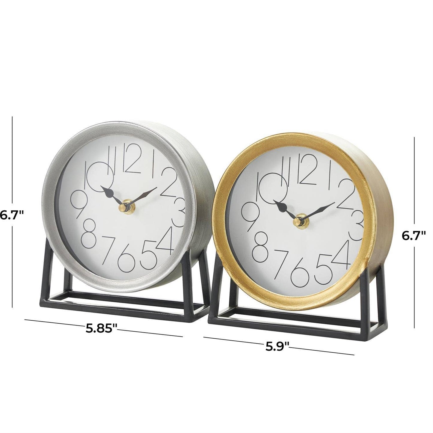 Metal Table Top Minimalist Gold & Silver Clock - Assortment