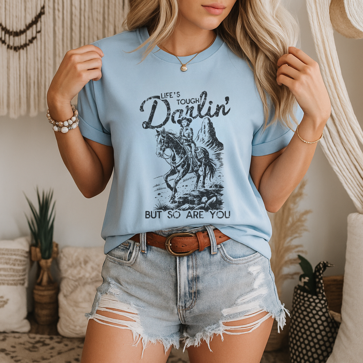 Life's Tough Darlin Western Graphic Tee | Vintage Cowgirl