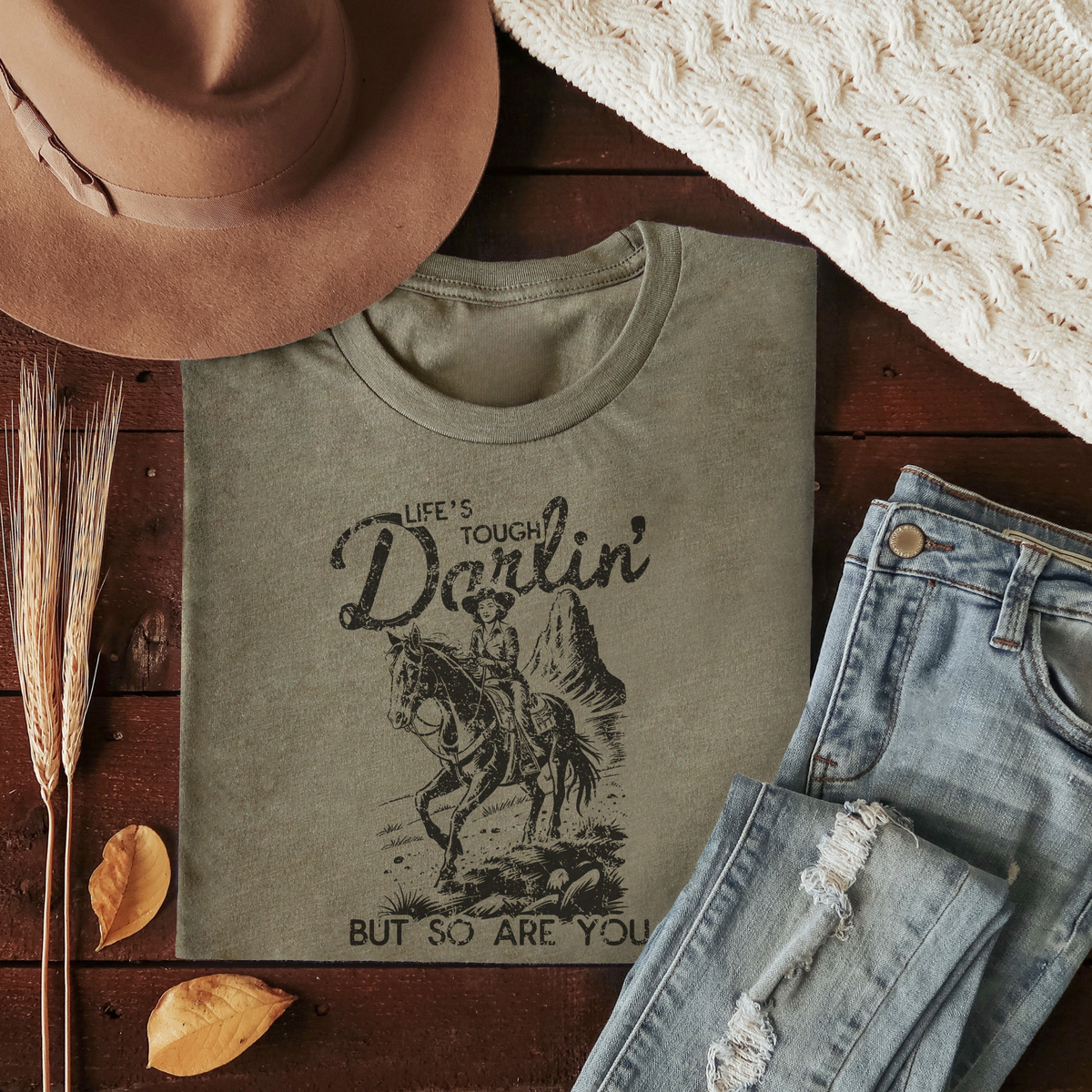 Life's Tough Darlin Western Graphic Tee | Vintage Cowgirl