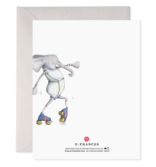 Still Rolling | Rollerskating Elephant Birthday Card