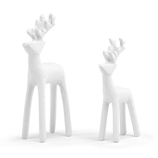 Cast Iron White Reindeer - Set of 2