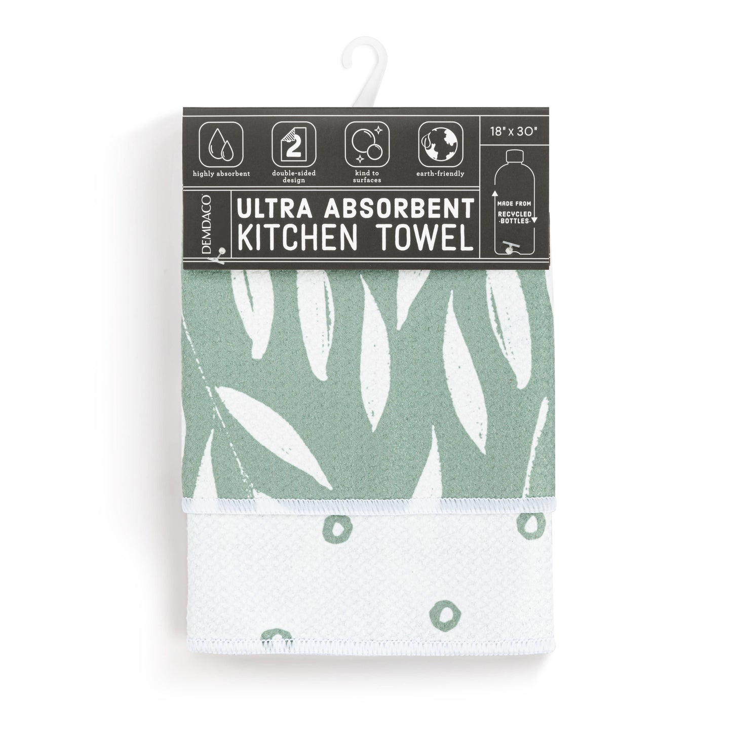 Sage Leaves Absorbent Reversible Towel - 18x30in