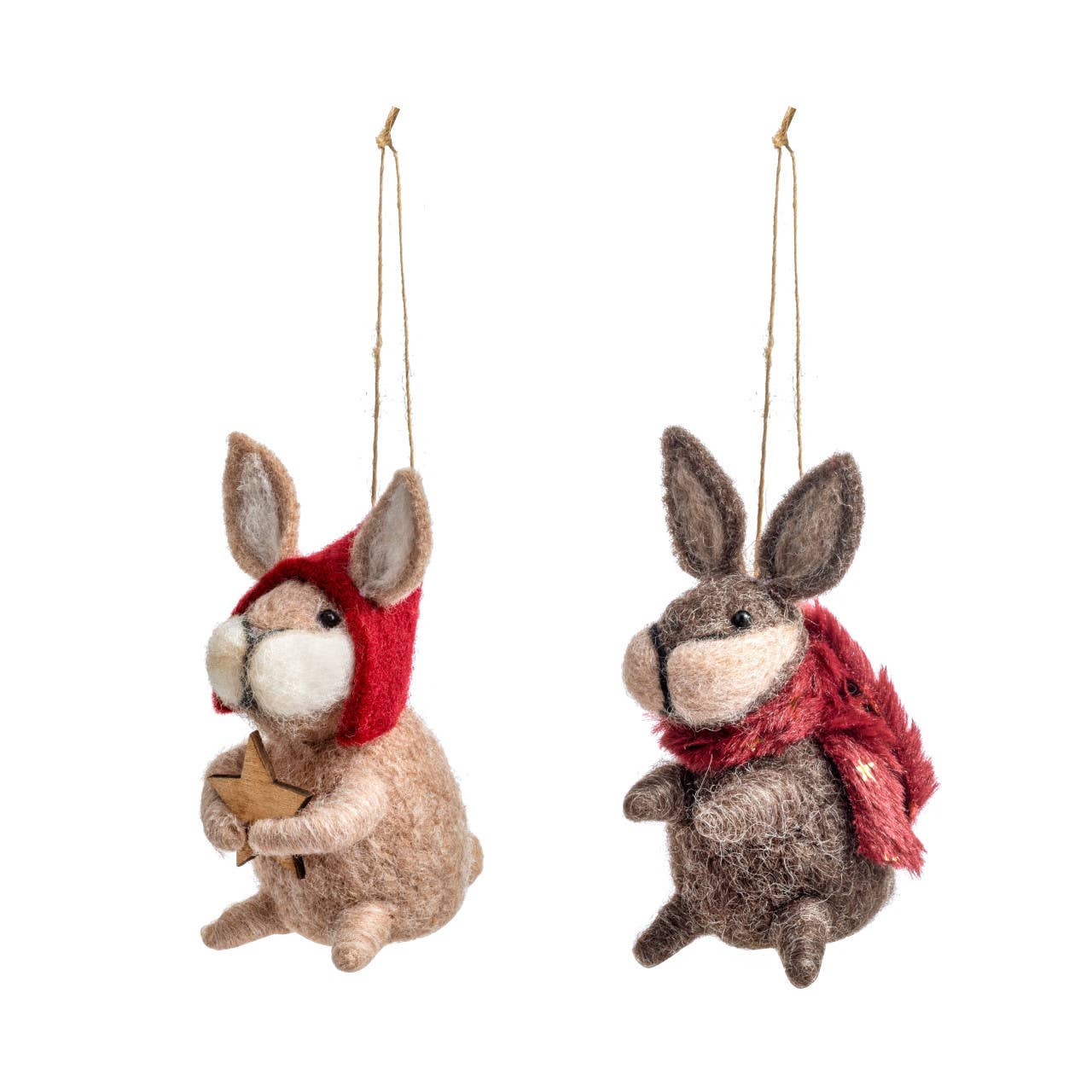Felted Rabbit Ornaments - Set of 2