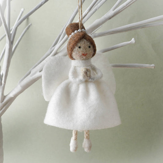 Dark Haired Felt Angel Hanging Decoration