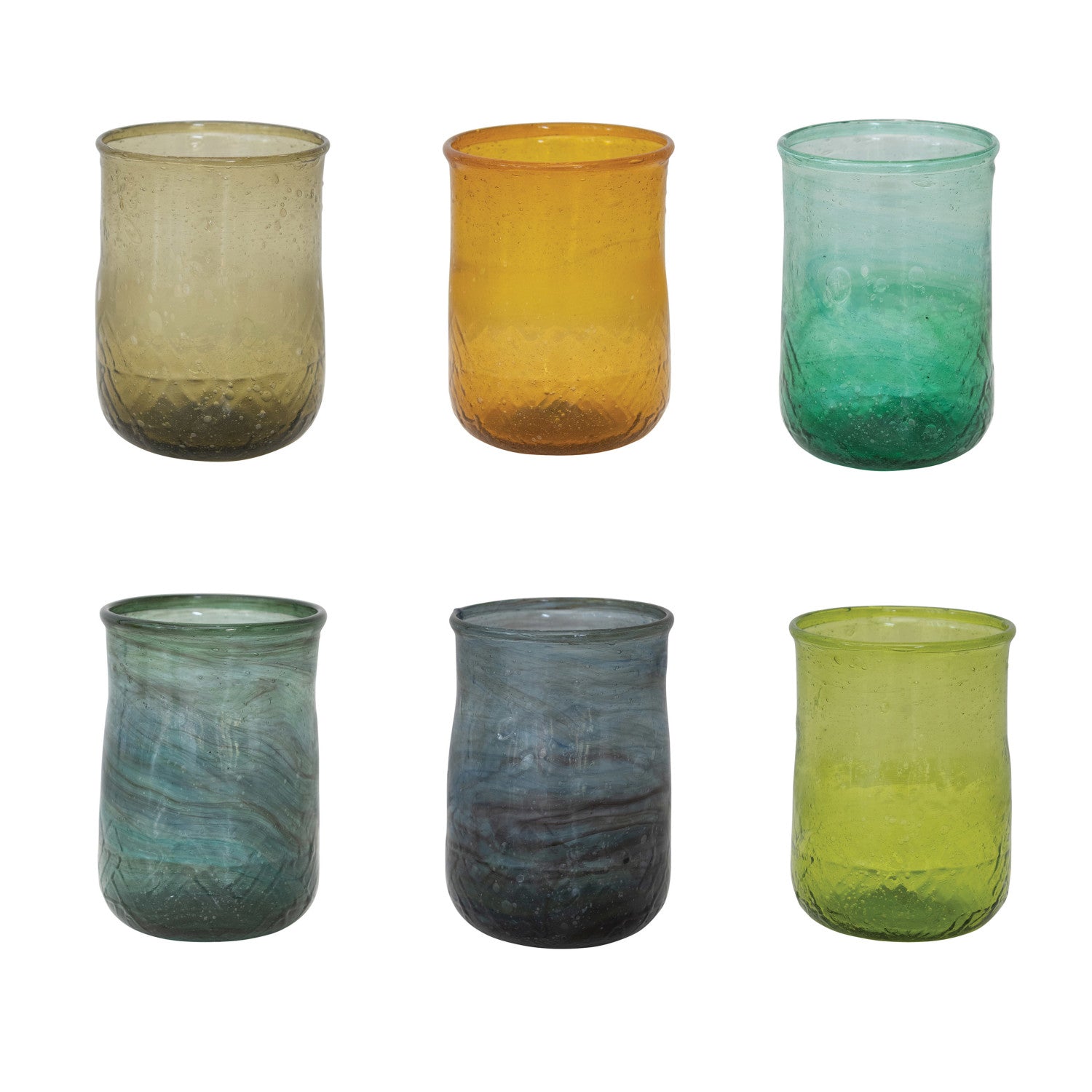 10 oz. Hand-Blown Drinking Glass/Votive Holder, 6 Colors (Each One Will Vary)