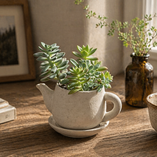 Concrete Teapot Planter