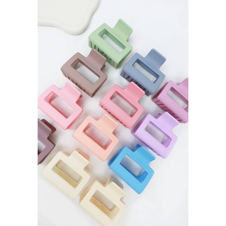 24-Pcs Matte Color Rectangle Medium Hair Clip