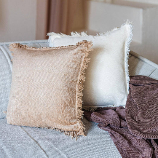 18" x 18" Cotton Pillow with Frayed Edges