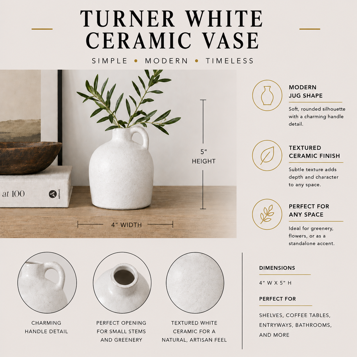 Turner White Ceramic Jug