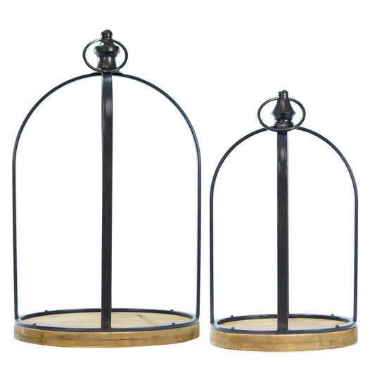 Metal & Wood Oval Lanterns