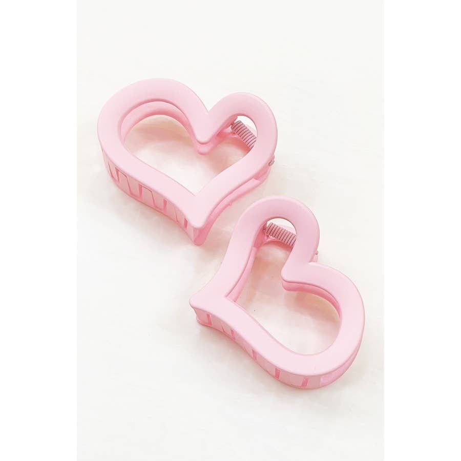 2 pcs Heart Matte Heart Hair Claw Clip