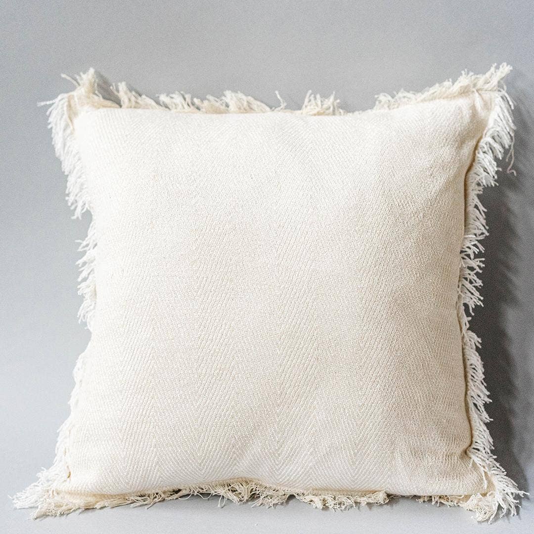 18" x 18" Cotton Pillow with Frayed Edges'