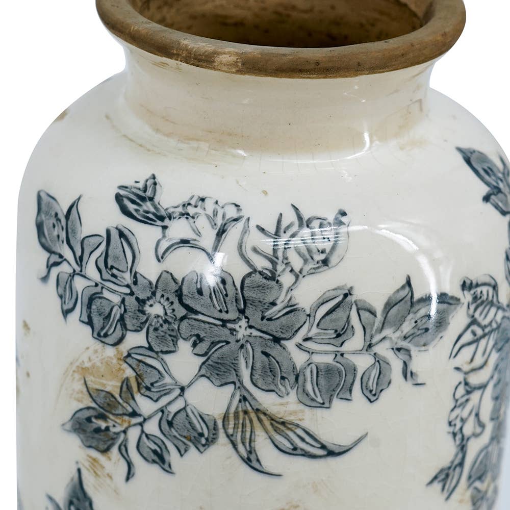 Midnight Blossom Ceramic Vase
