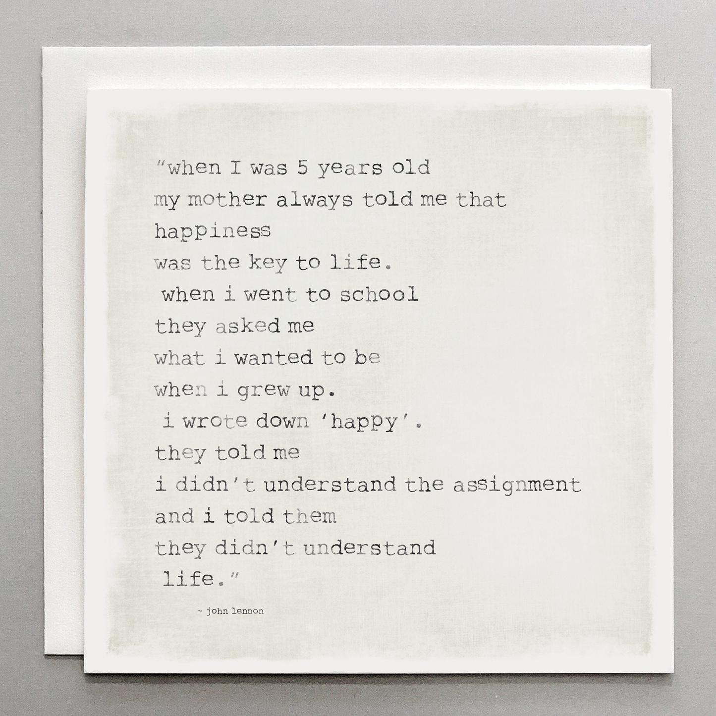 When I Was Five Card - John Lennon Quote Card