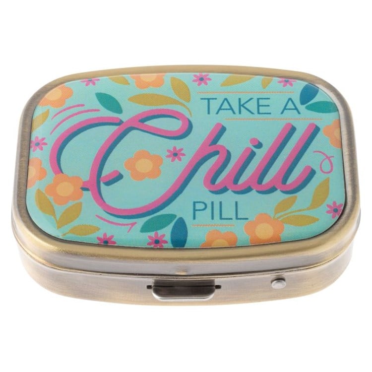 SMALL METAL PILL CASE  CHILL PILL (F24)