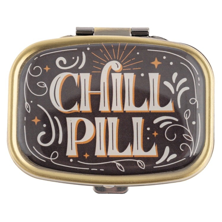 SMALL METAL PILL CASE  CHILL PILL (F25)