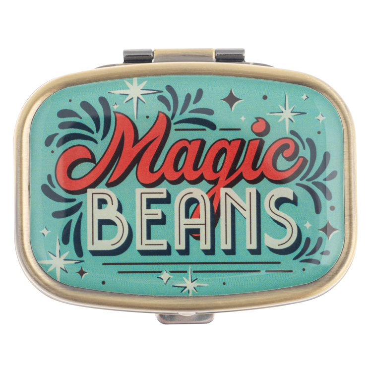 SMALL METAL PILL CASE  MAGIC BEANS (S26)