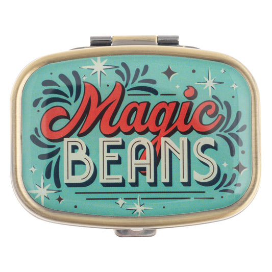 SMALL METAL PILL CASE  MAGIC BEANS (S26)