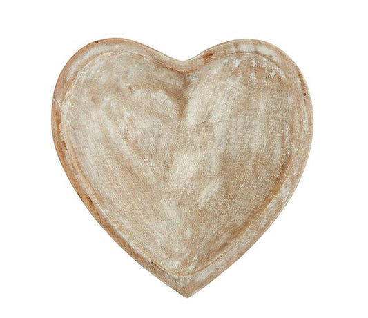 Whitewashed Wooden Heart Tray