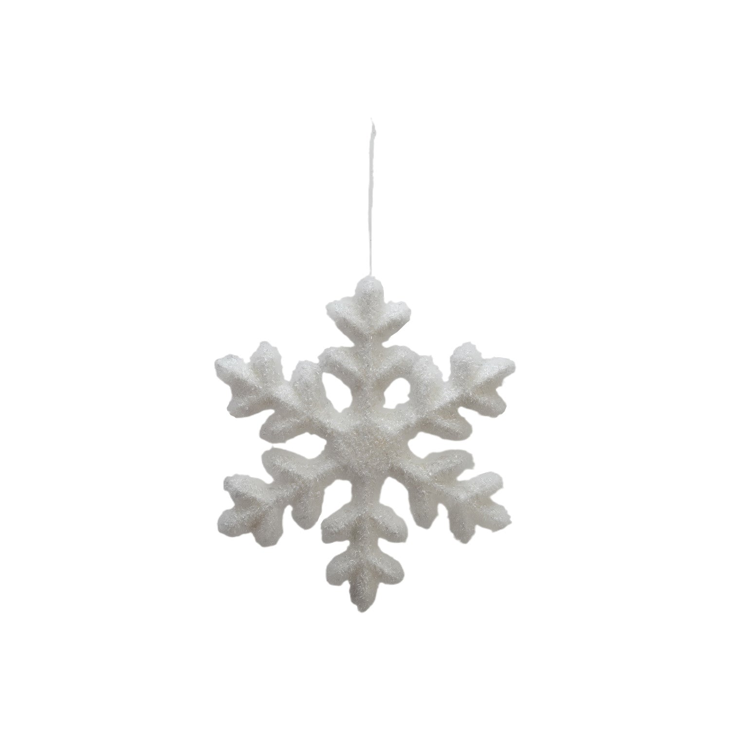 9-3/4"W x 9-3/4"H Flocked Foam Snowflake Ornament, White