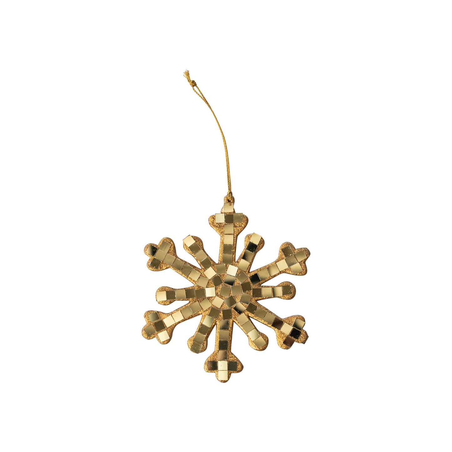 Handmade Glass Mosaic Snowflake Ornament with Glitter Edge