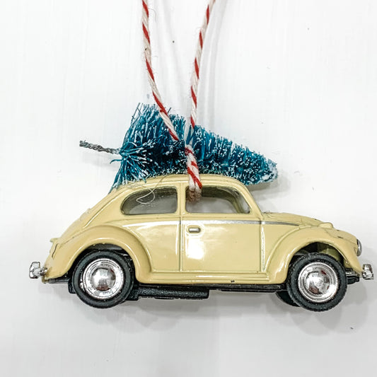 Pastel Bug Beetle Christmas Ornament with Tree on Top