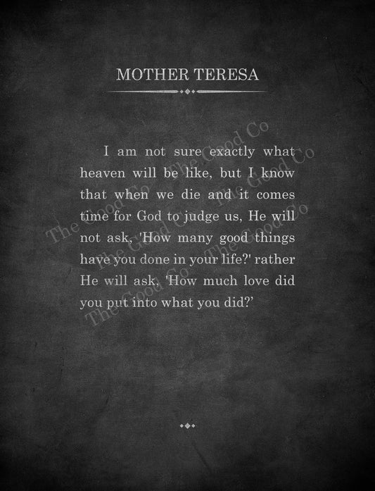 Mother Teresa Quote Art Print Inspirational Quote