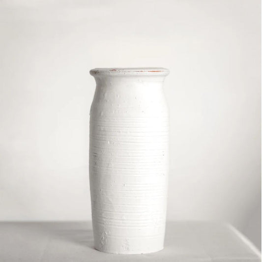 9.7" Rough White Terra Cotta Vase