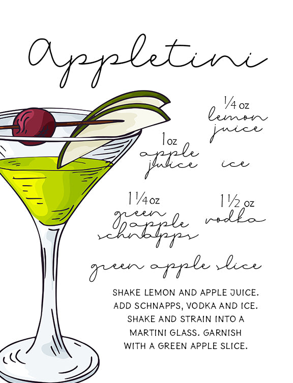 Appletini Cocktail Recipe Art Print
