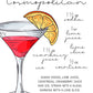 Cosmopolitan Cocktail Recipe Art Print
