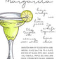 Margarita Cocktail Recipe Art Print