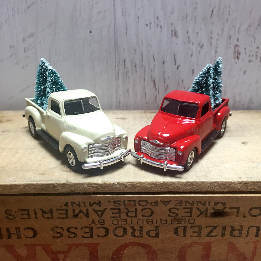 Vintage Chevy Pickup Truck Christmas Ornament with Trees