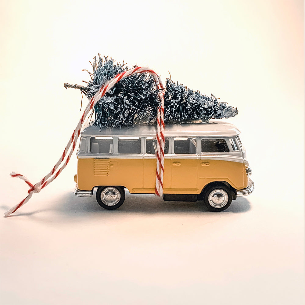 Bus Van Christmas Ornament with Tree on Top